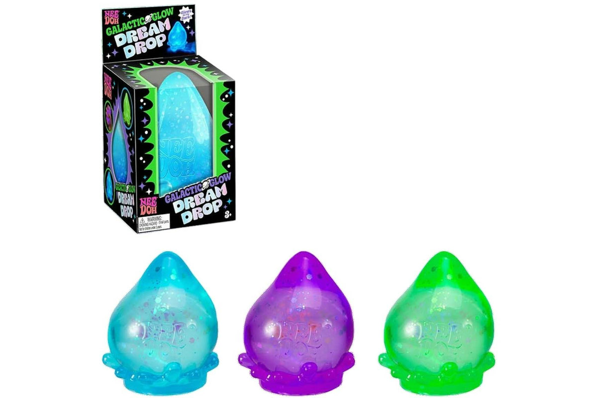 NeeDoh Galactic Glow Dream Drop Squishy Fidget Toy Set of 3 Cosmic Bloom/Galacti-Blue/Nebula Haze
