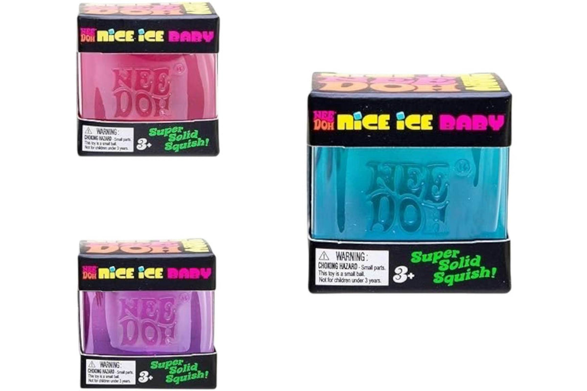 NeeDoh Nice Ice Baby Squishy Fidget Toy 3x Lot Pink/Blue/Purple